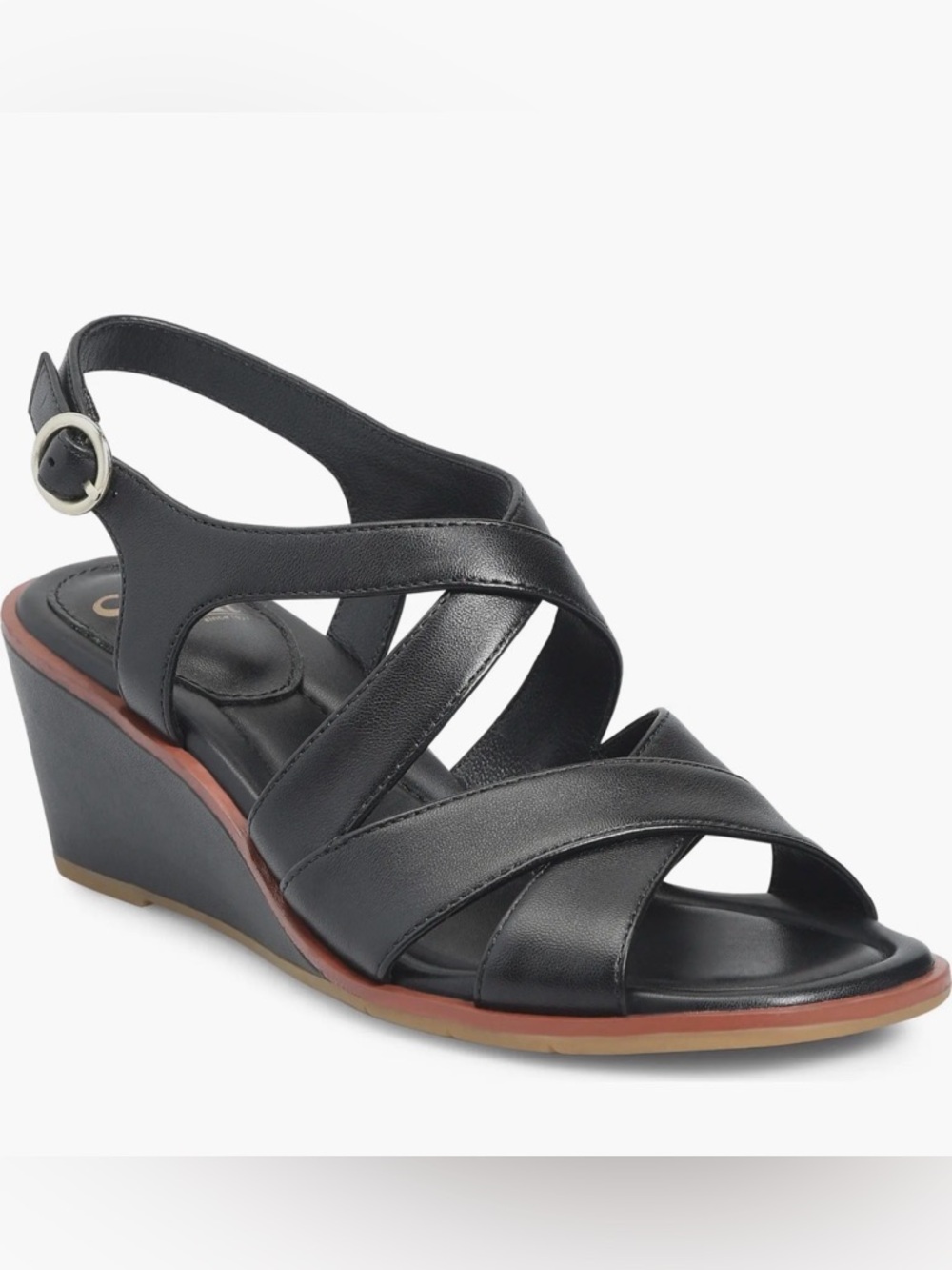 Sofft Women’s Gigi Slingback Wedge Sandals Shoes Size 6.5 Leather Black NEW